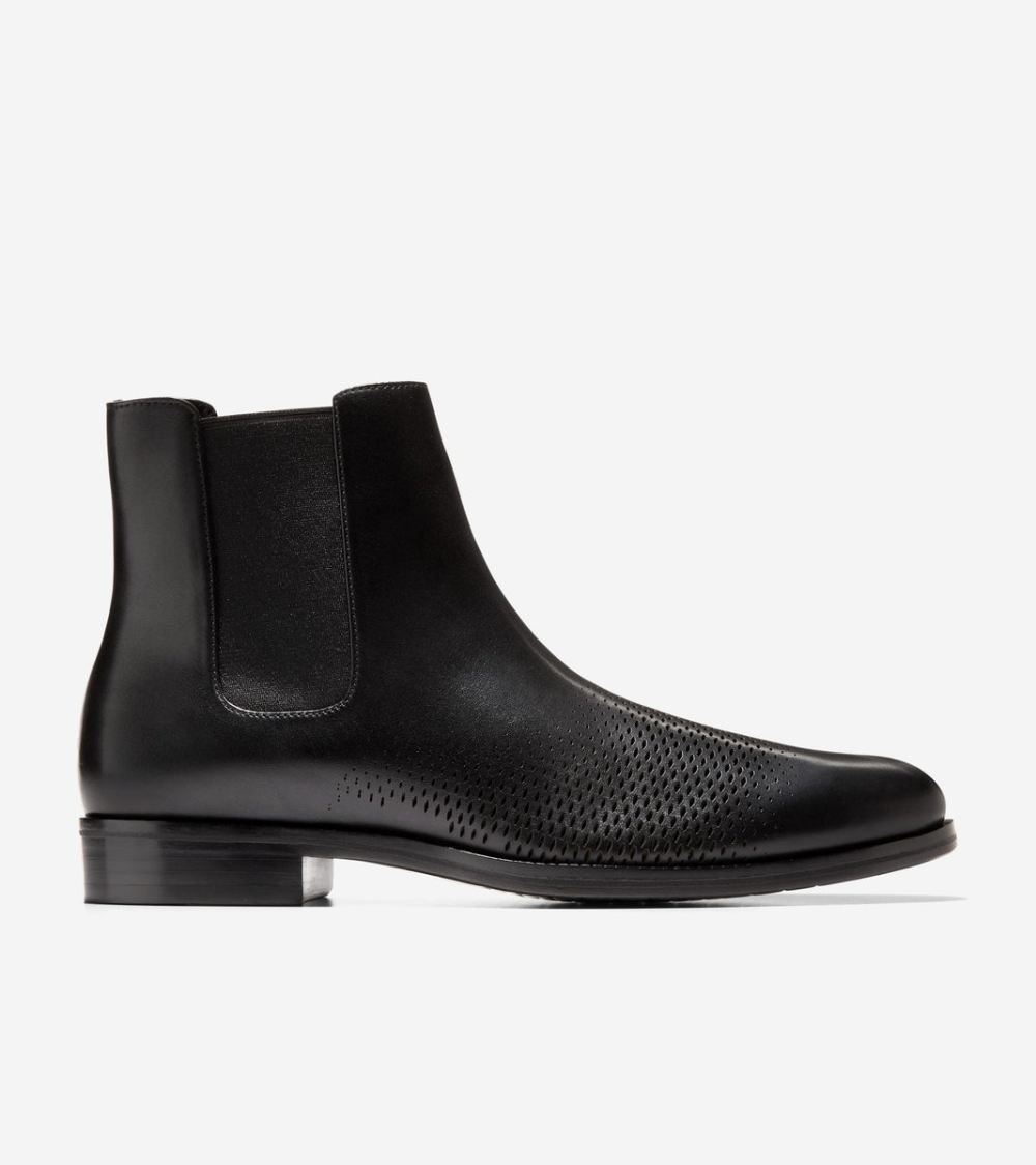 Cole Haan Men's Washington Grand Laser Chelsea Boots - Black