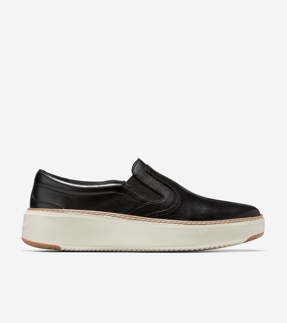 Cole Haan Women's GrandPro Topspin Slip-On Sneaker - Black-Ivory