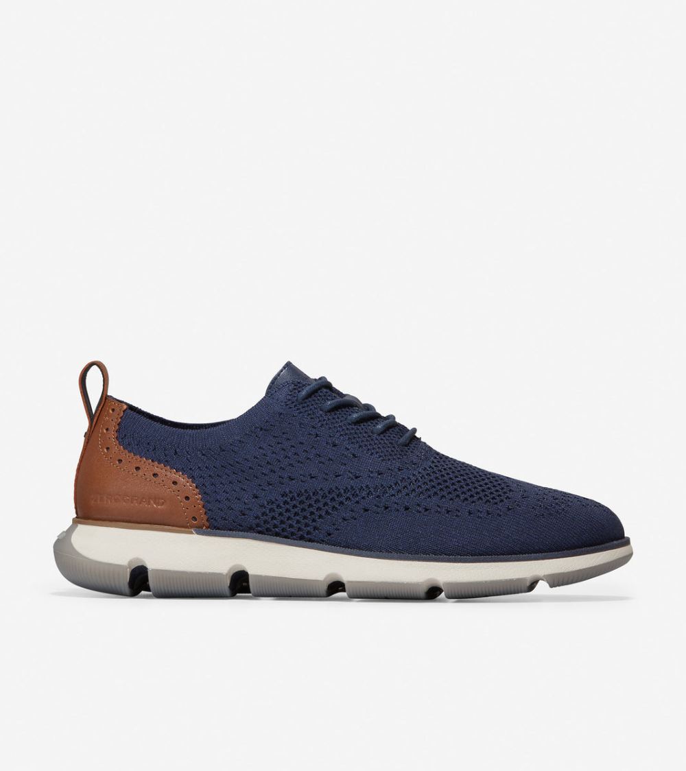 Cole Haan Men's 4.ZEROGRAND Oxford - Navy Ink Stitchlite-British Tan