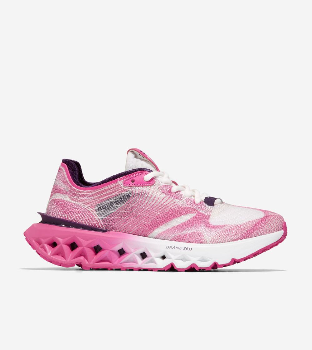 Cole Haan Women's 5.ZEROGRAND Embrostitch Running Sneakers - Pink Yarrow-Blackberry Cordial-White Optic