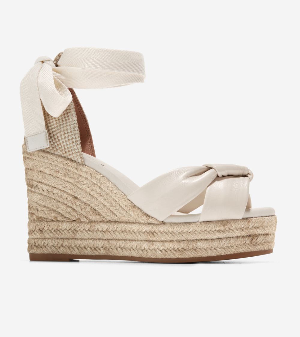 Cole Haan Women's Cloudfeel Hampton Wedge Sandals - Ivory-Natural Canvas