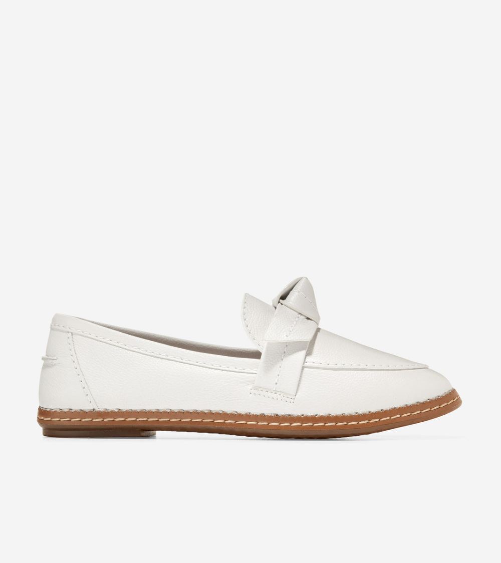 Cole Haan Women's Cloudfeel All-Day Bow Loafer - Optic White Leather