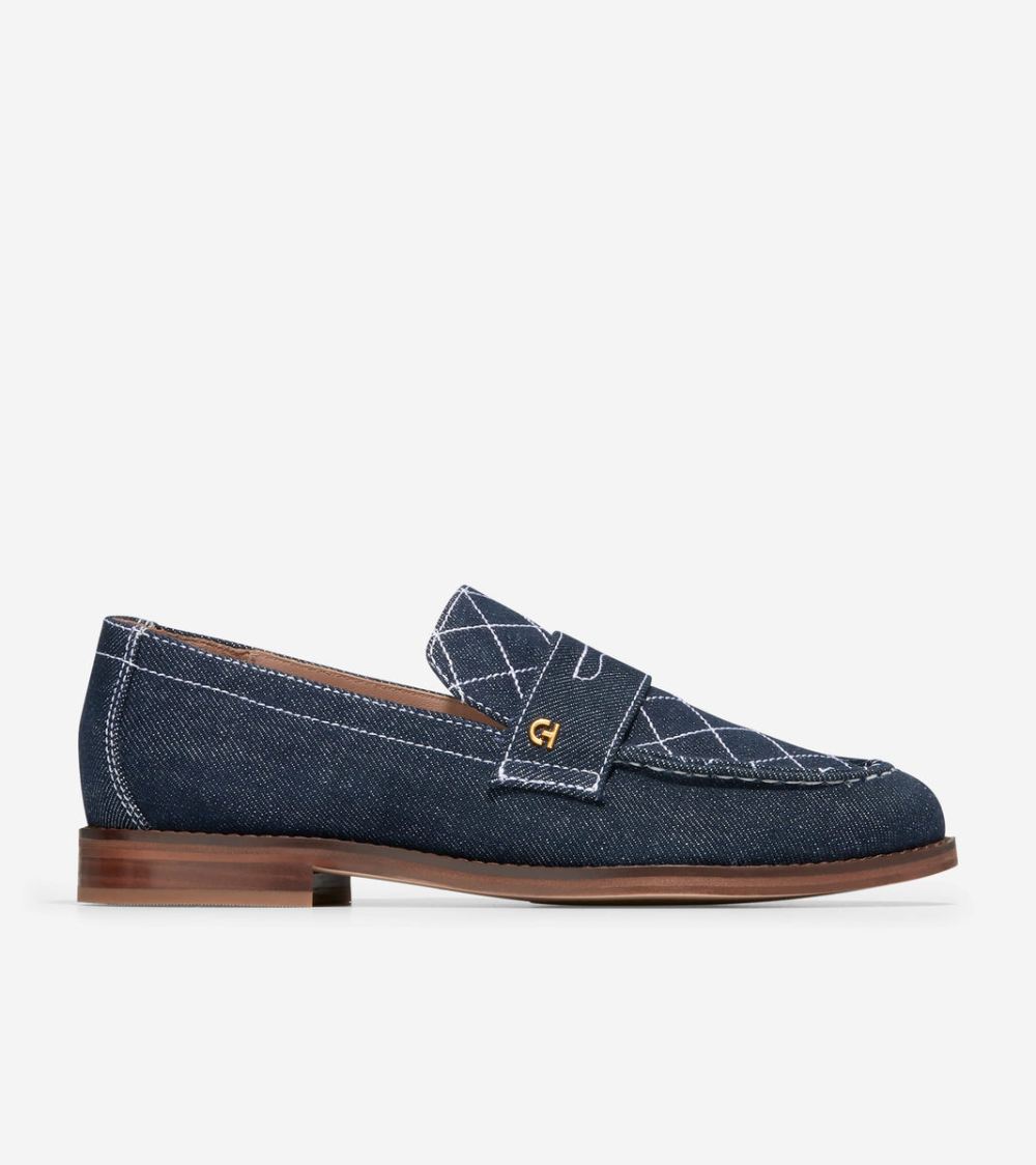 Cole Haan Women's Lux Pinch Penny Loafer - Blue Denim-Dark Natural