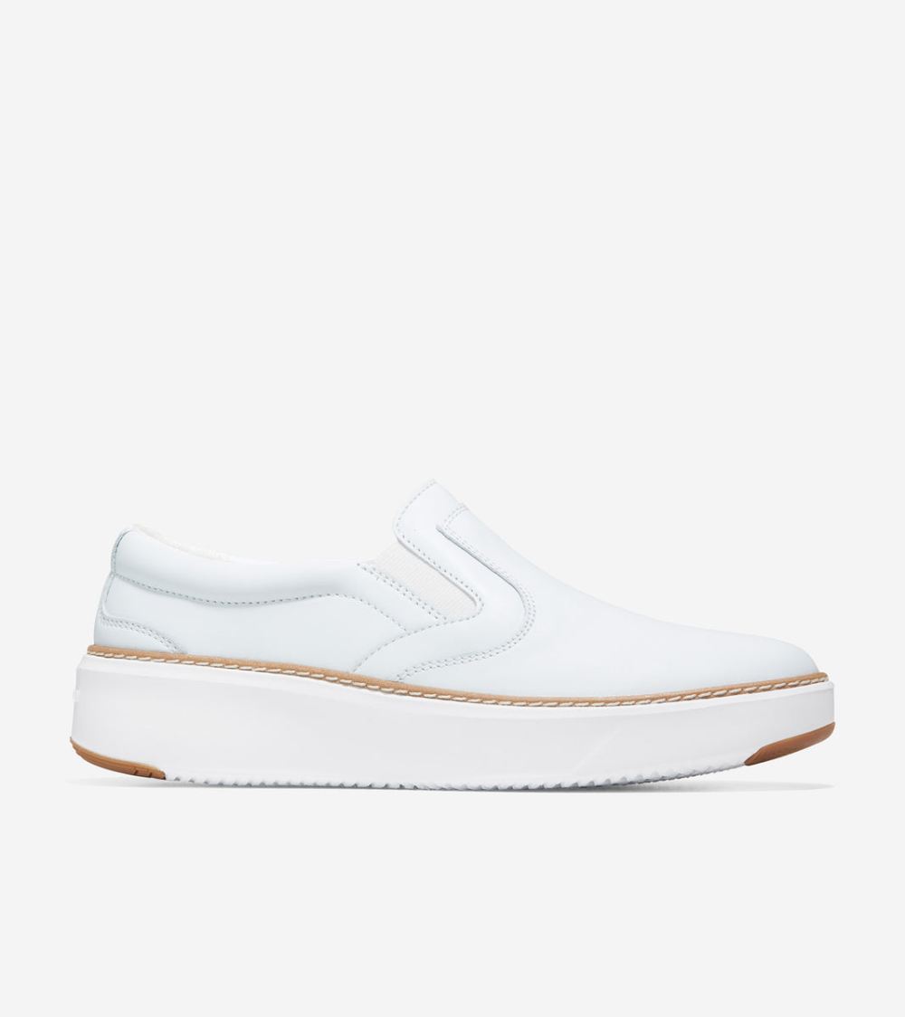 Cole Haan Women's GrandPro Topspin Slip-On Sneaker - White-Ivory