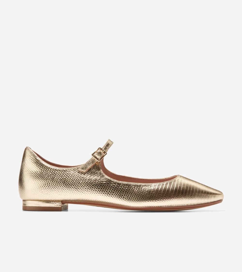 Cole Haan Women's Bridge MaryJane Ballet - Gold Lizard Print-Gold