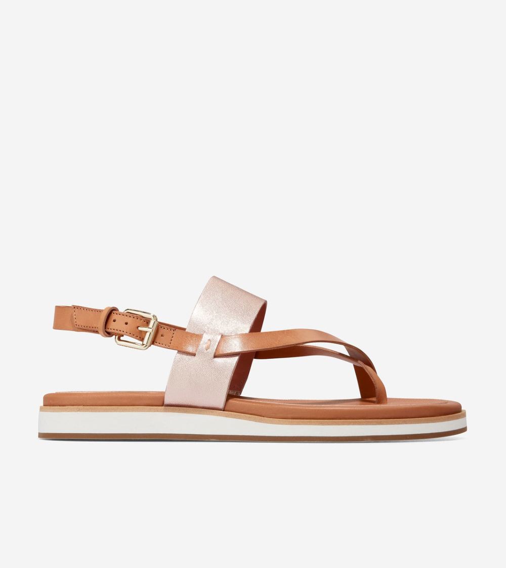 Cole Haan Women's Mandy Thong Sandal - Pecan-Rose Gold