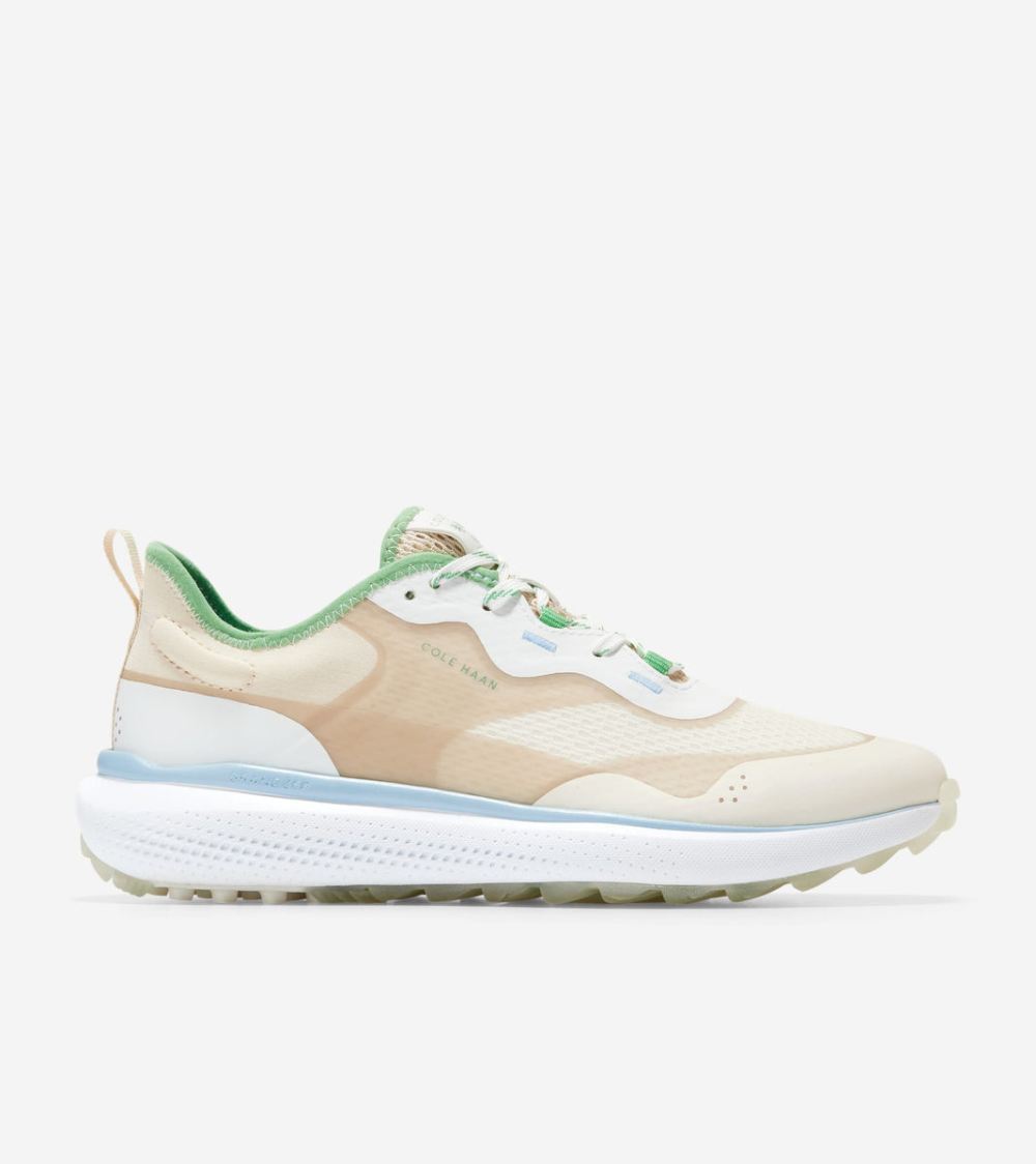 Women's Cole Haan x Byrdie Golf Social Wear ZEROGRAND Fairway Golf Shoe - Ivory-Bleached Sand-Blue Bell-White