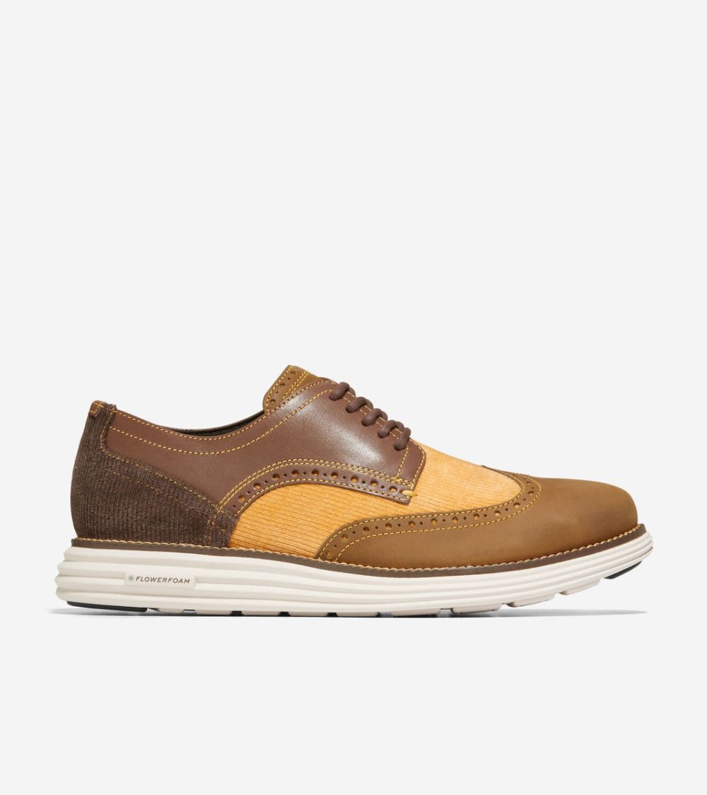 Cole Haan Men's OriginalGrand Wingtip Oxfords - Chestnut-Golden Toffee-Ivory