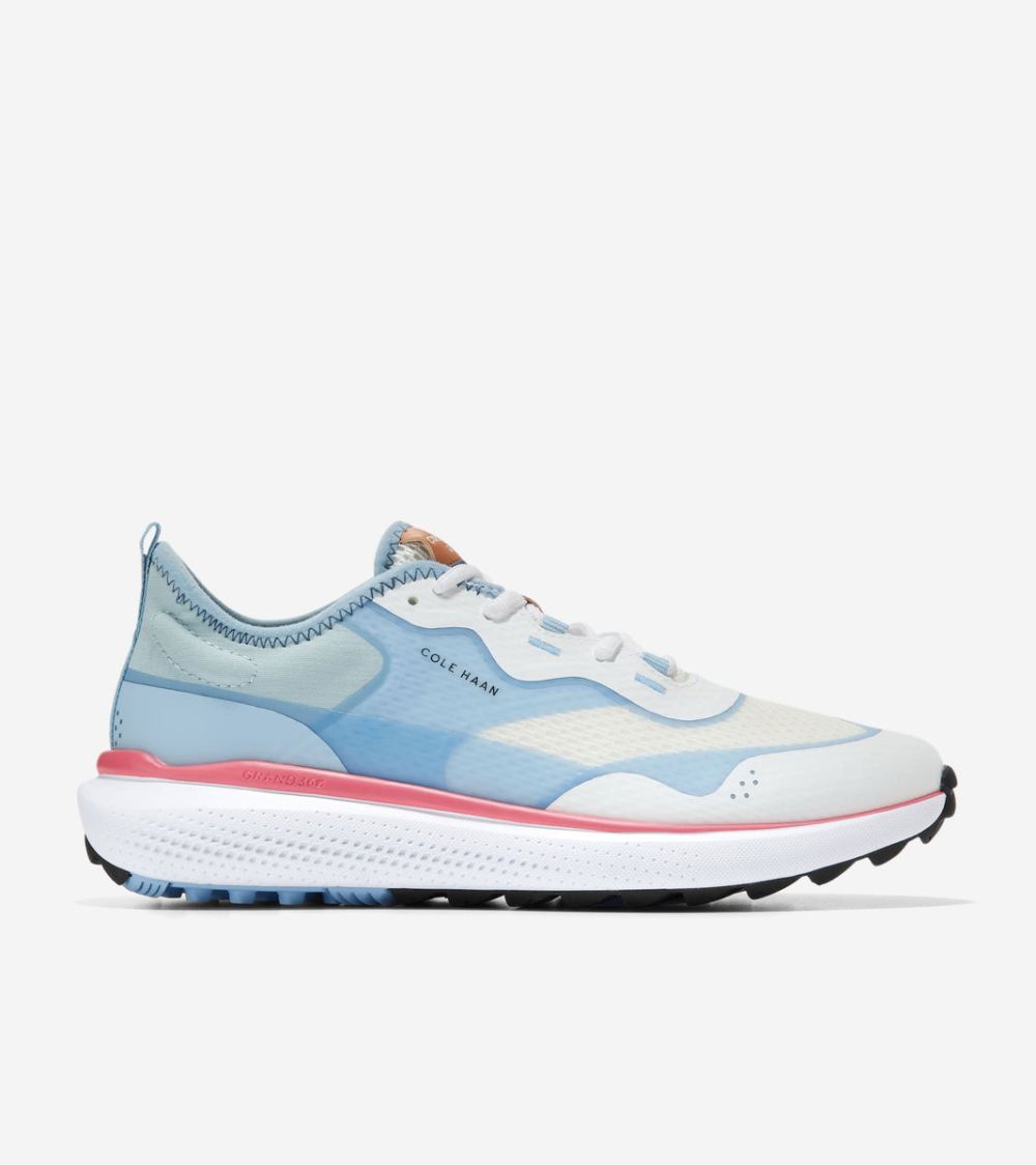 Cole Haan Women's ZEROGRAND Fairway Golf Shoe - Optic White-Blue Bell-Sun Kissed Coral