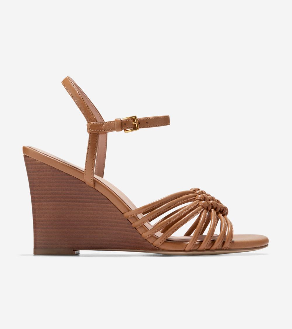 Cole Haan Women's Jitney Knot Wedge Sandals - Pecan Brown