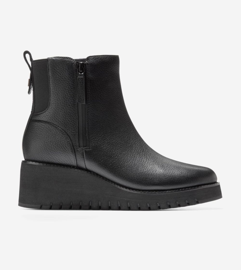 Cole Haan Women's ZEROGRAND City Wedge Side Zip Boot - Black