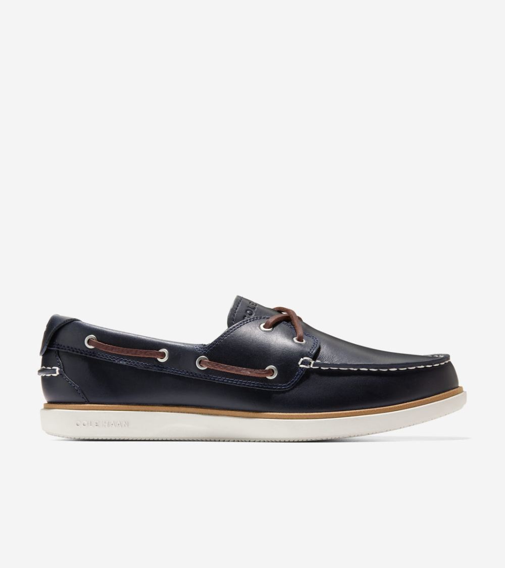 Cole Haan Men's GrandPro Windward Boat Shoes - Navy Blazer-Madeira-Ivory