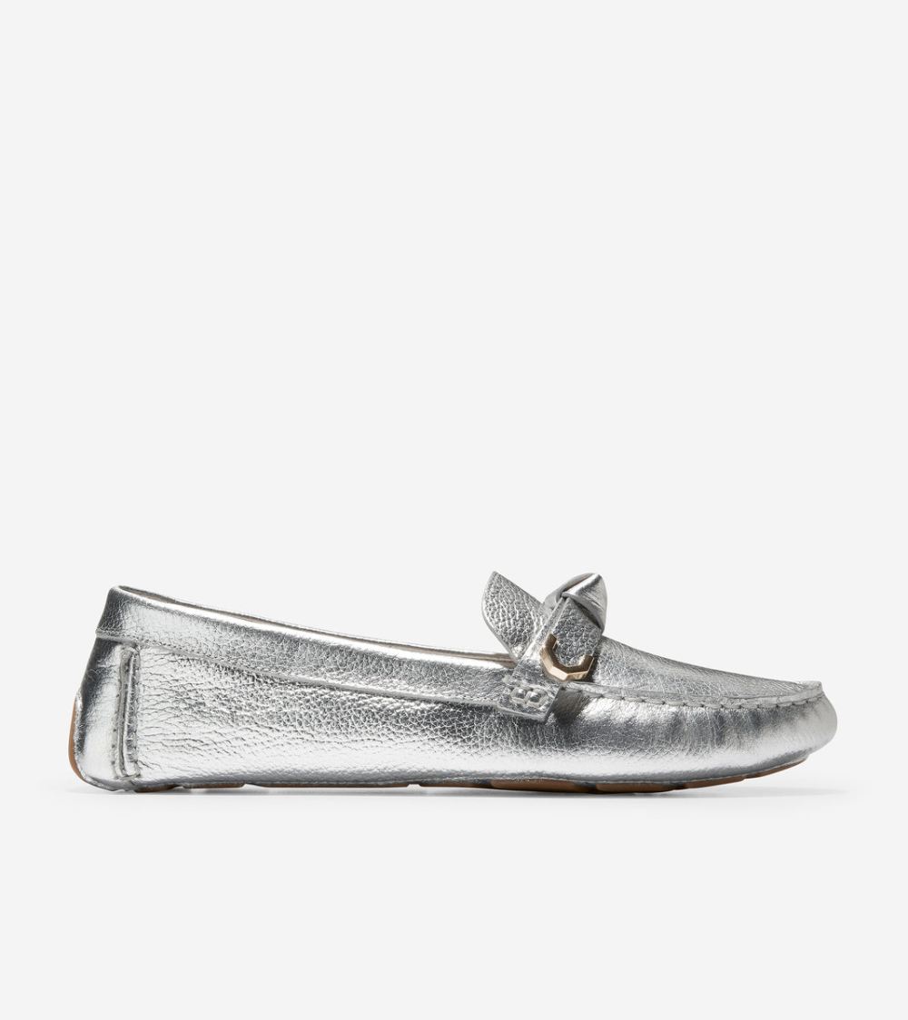 Cole Haan Women's Evelyn Bow Driver - Silver Leather