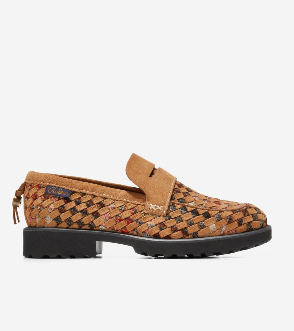 Cole Haan Women's Cole Haan x Pendleton Geneva Penny Loafer - Acadia Plaid-Golden Honey-Caviar