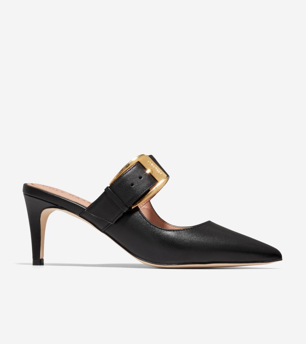 Cole Haan Women's Vandam Heeled Buckle Mule - Black