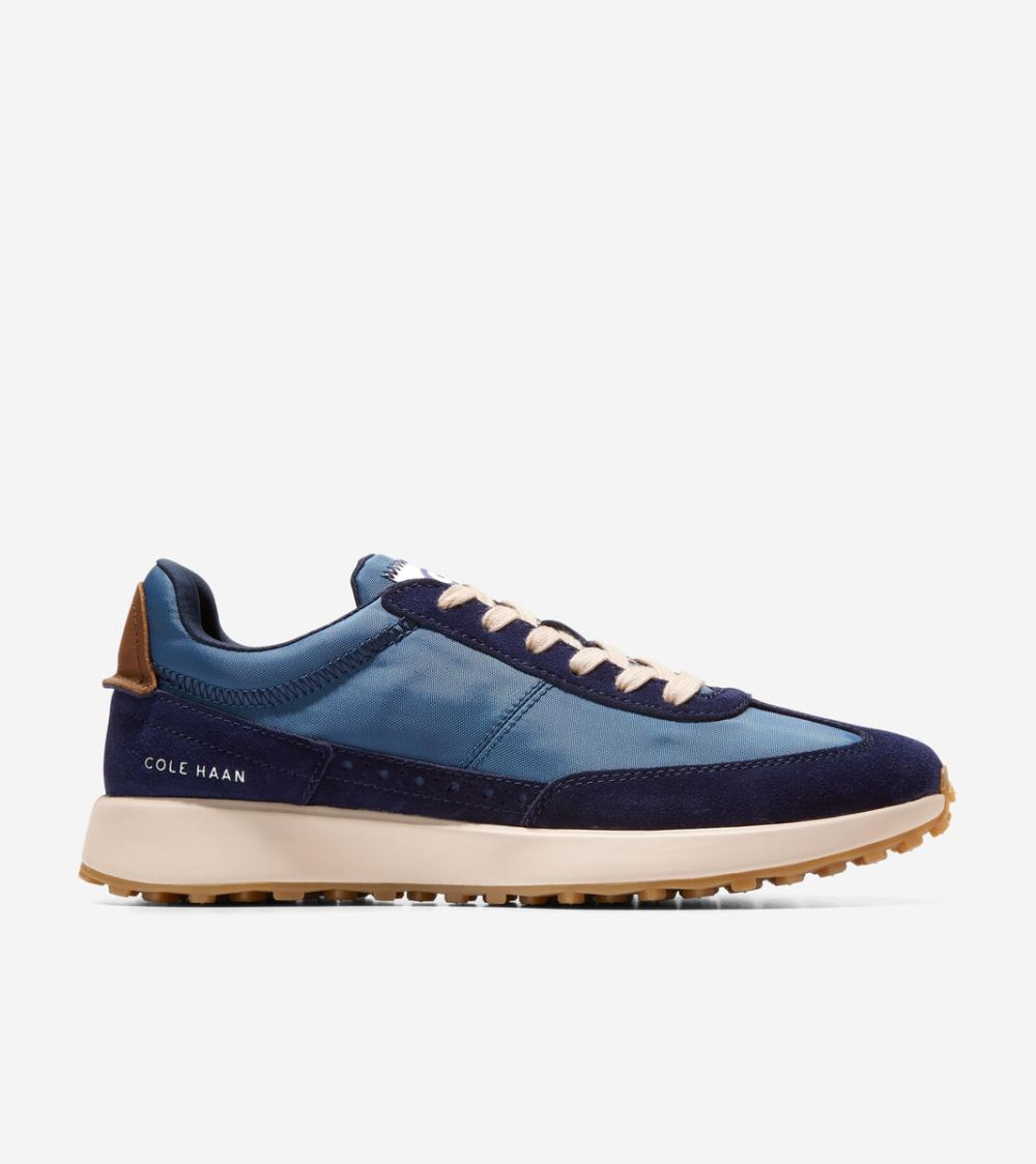 Cole Haan Men's Grand Crosscourt Midtown Sneakers - Ensign Blue-Evening Blue Suede-Oat