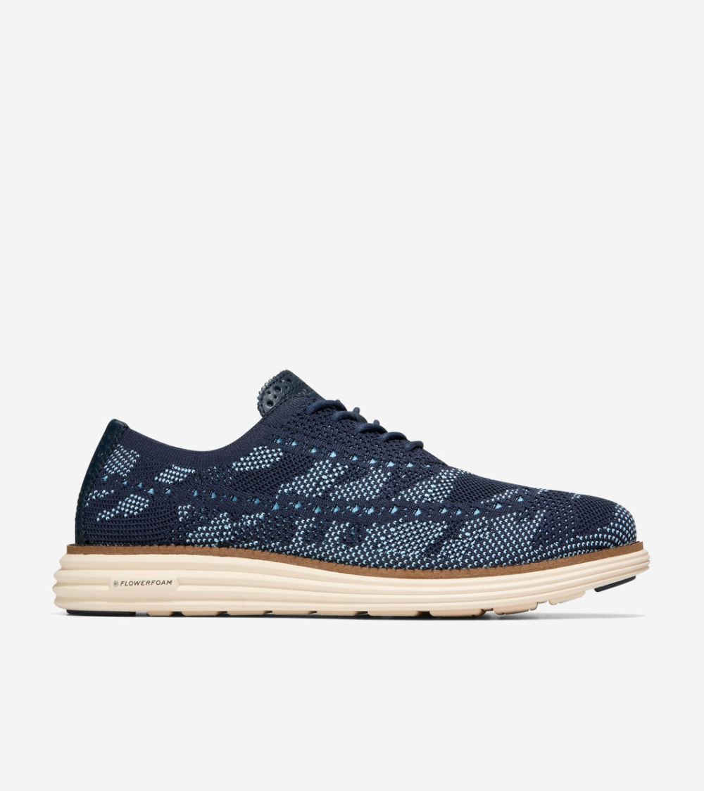 Cole Haan Men's OriginalGrand Remastered Wingtip Oxfords - Blue Bell-Navy Blazer Camo Stitchlite