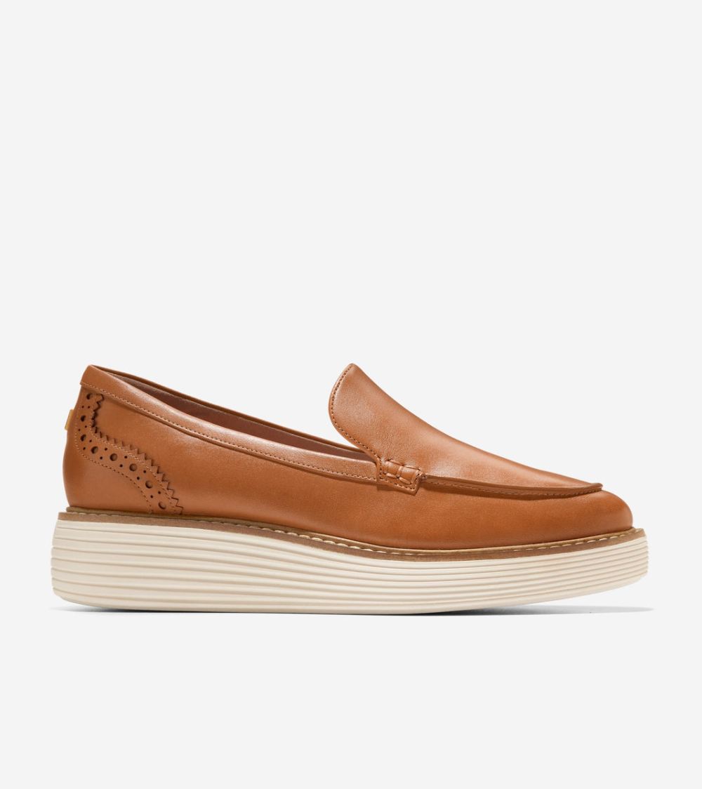 Cole Haan Women's OriginalGrand Platform Venetian Loafer - Pecan-Ivory