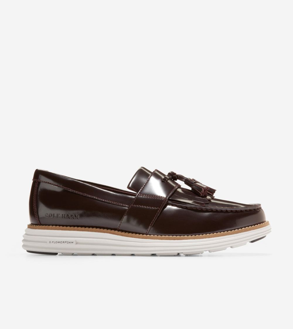 Cole Haan Men's OriginalGrand Kiltie Loafer - Dark Chocolate-Optic White