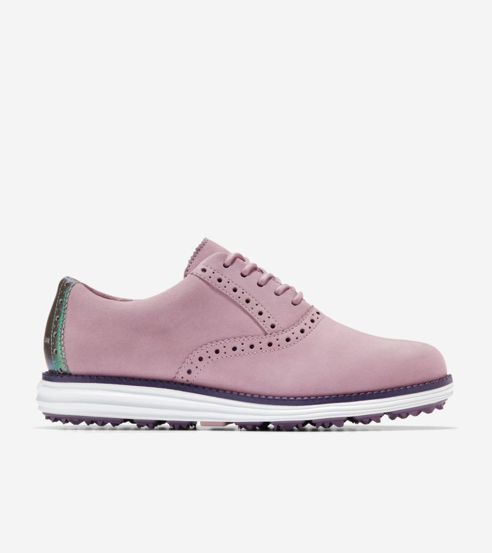 Cole Haan Women's OriginalGrand Shortwing Golf Shoes - Mauve Shadows-Plum-Optic White