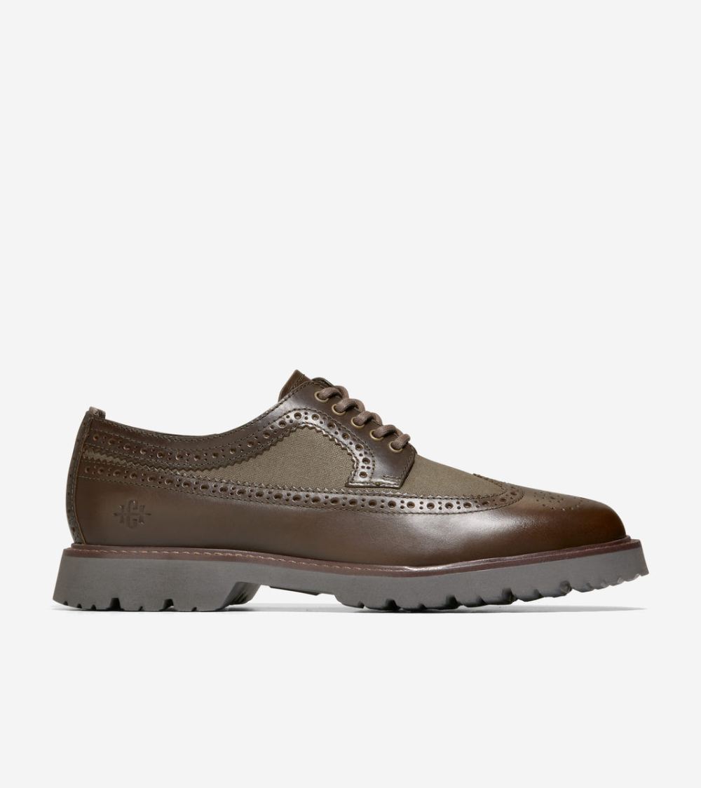 Cole Haan Men's American Classics Longwing Oxfords - Deep Olive-Morel