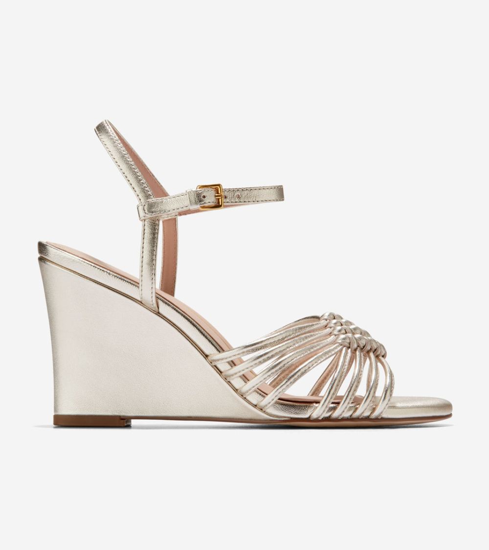 Cole Haan Women's Jitney Knot Wedge Sandals - Soft Gold