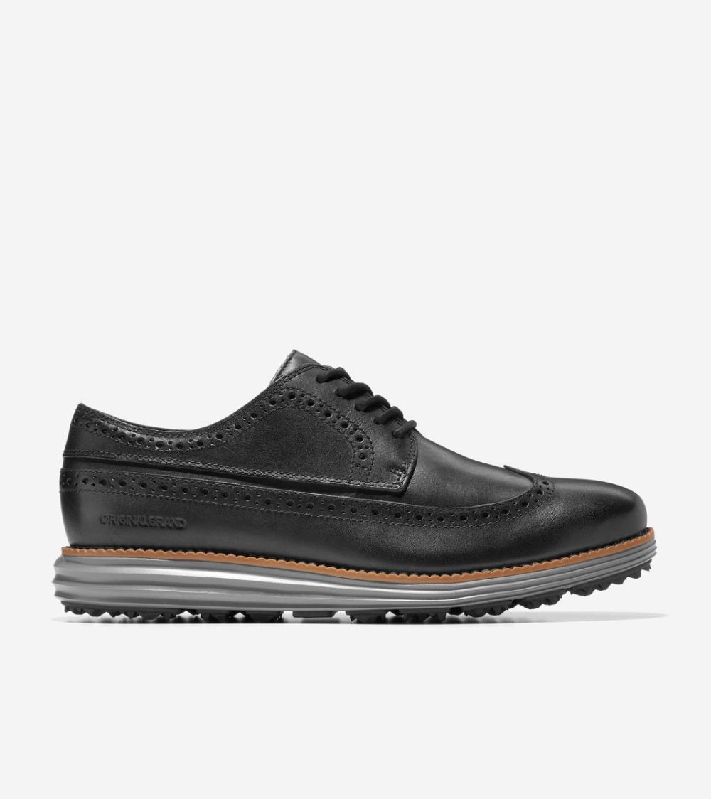 Cole Haan Men's OriginalGrand Water-Resistant Golf Shoe - Black-Natural-Quiet Shade