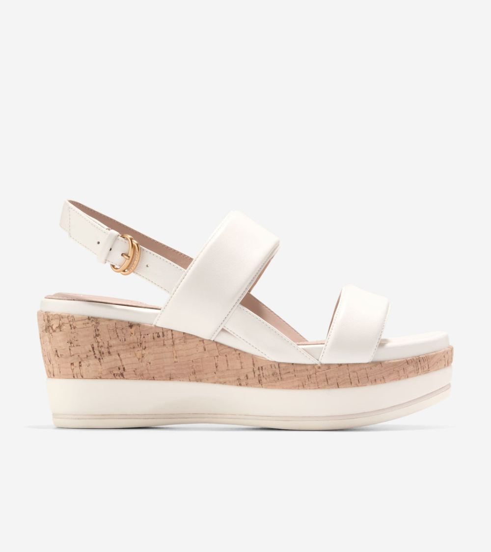 Cole Haan Women's Aislin Wedge Sandals - Ivory-Natural