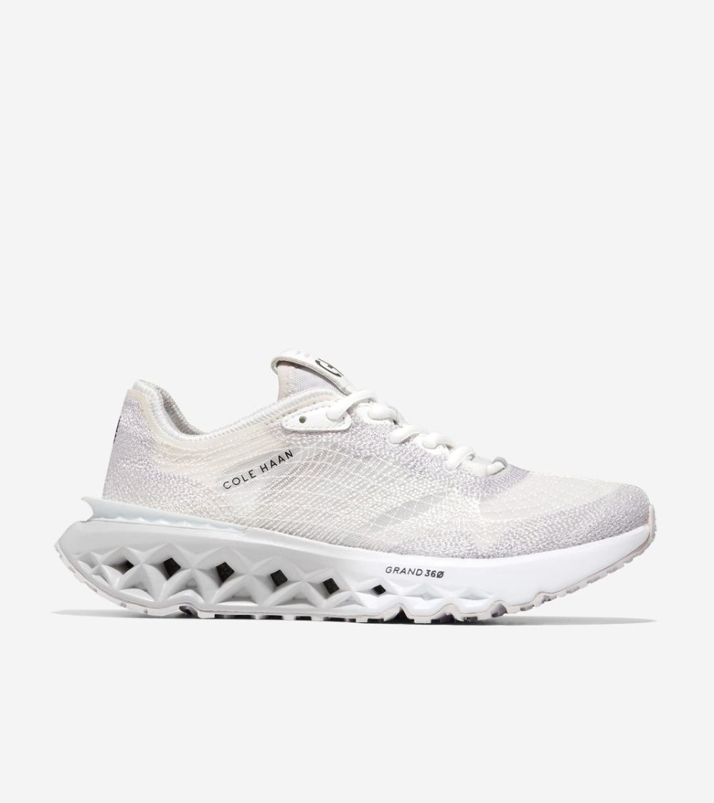 Cole Haan Women's 5.ZEROGRAND Embrostitch Running Shoe - Optic White-Micro Chip