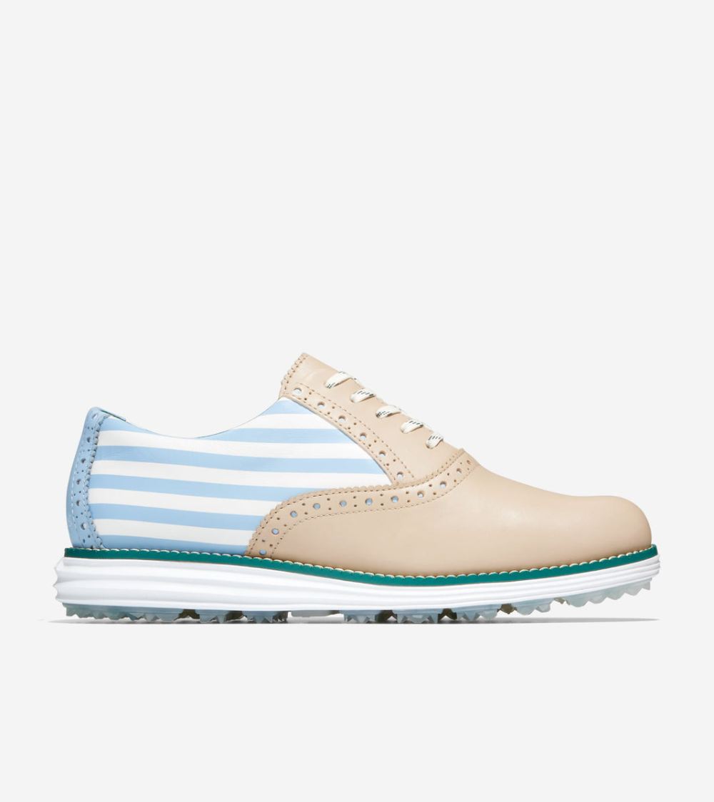 Women's Cole Haan x Byrdie Golf Social Wear OriginalGrand Shortwing Golf Shoe - Angora-Blue Bell-Optic White