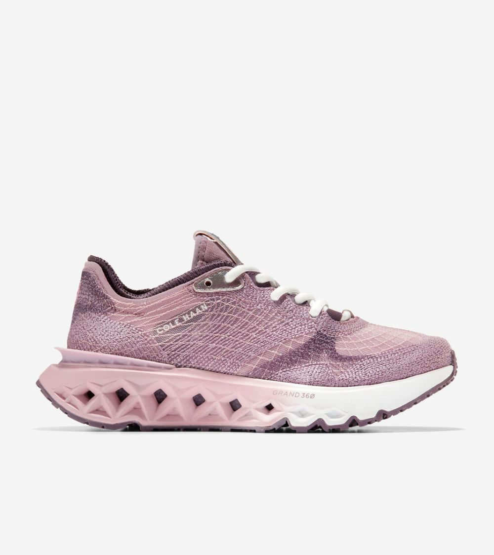 Cole Haan Women's 5.ZEROGRAND Embrostitch Running Shoes - Mauve-Plum Purple-Optic White