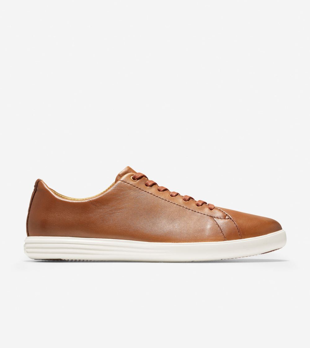 Cole Haan Men's Grand Crosscourt Sneaker - Tan Leather Burnished