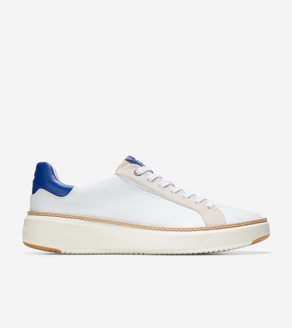 Cole Haan Men's GrandPro Topspin Sneaker - Optic White-Pacific Blue