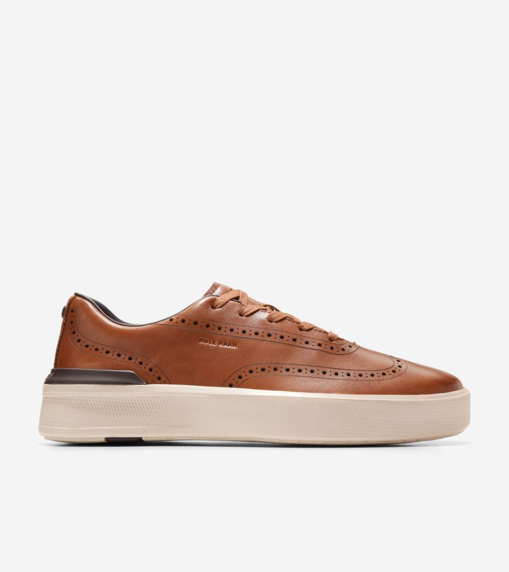 Cole Haan Men's GrandPro Crew Wingtip Sneaker - British Tan-Birch