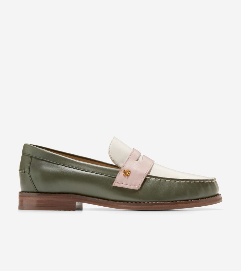 Cole Haan Women's Luxe Pinch Penny Loafer - Tea Leaf-Egret-Rosewater