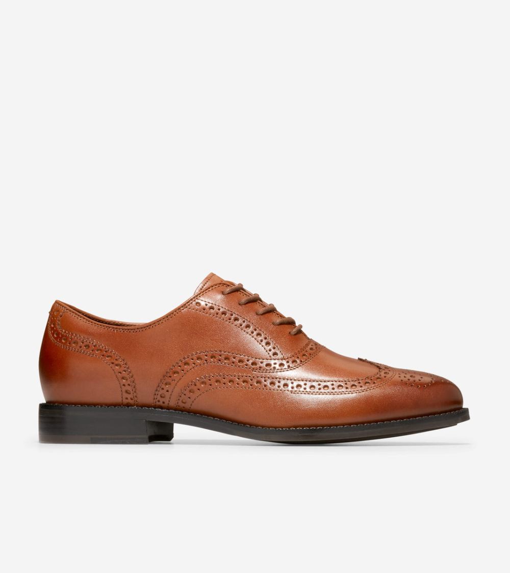 Cole Haan Men's Broadway Wingtip Oxford - British Tan-Dark Chocolate