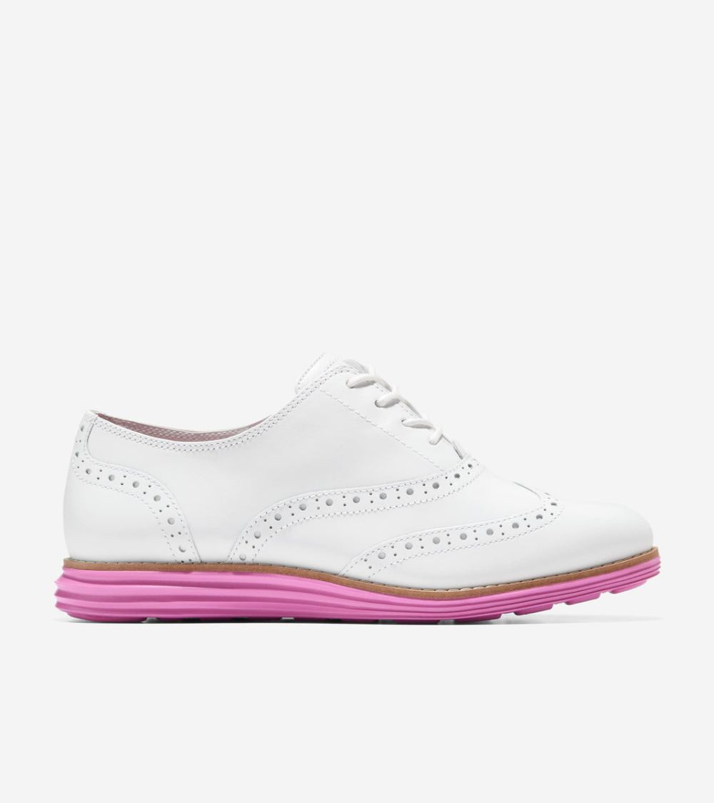 Cole Haan Women's OriginalGrand Wingtip Oxford - Optic White-Cyclamen