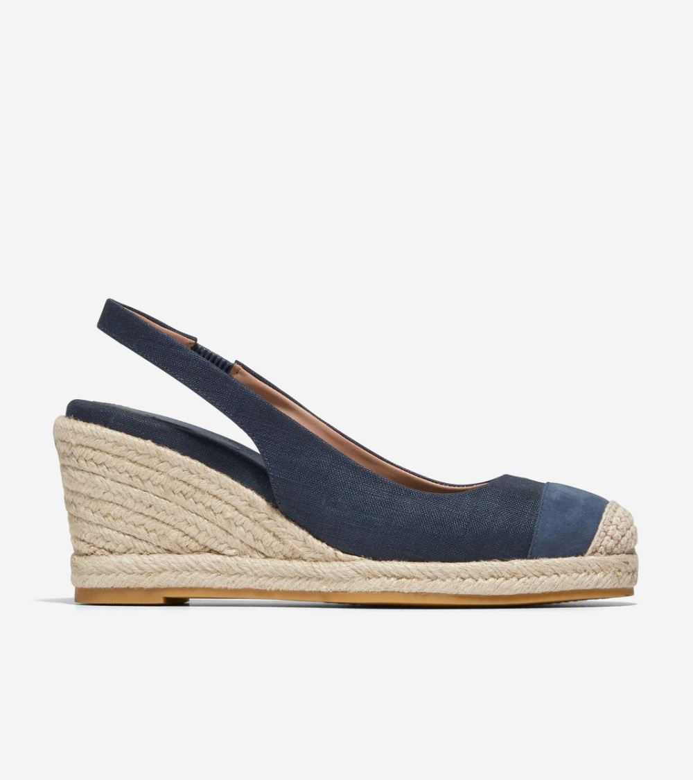 Cole Haan Women's Cloudfeel Espadrille Wedge Slingback - Navy Blazer