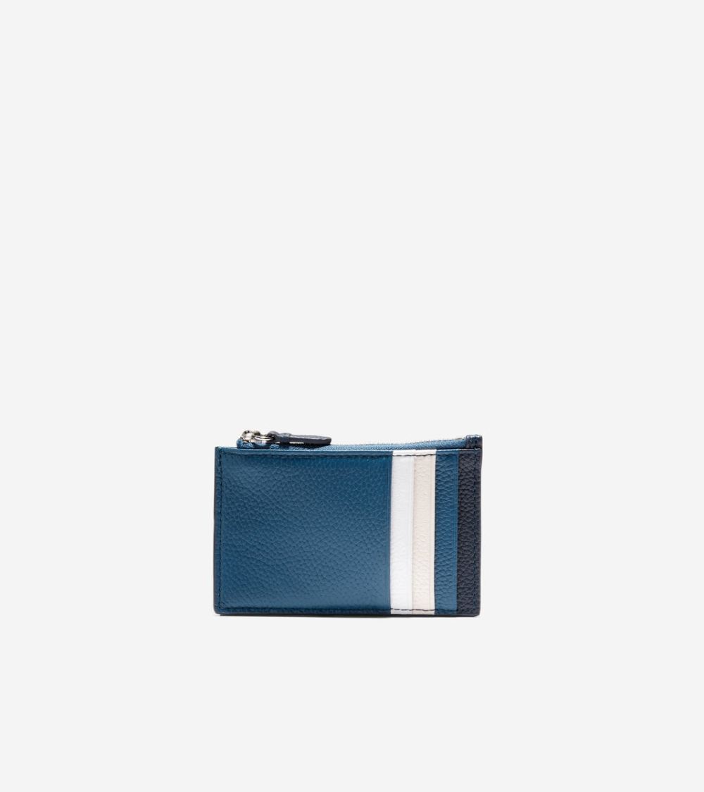 Cole Haan Card Case with Zip - Ensign Blue-Navy Blazer-Ivory