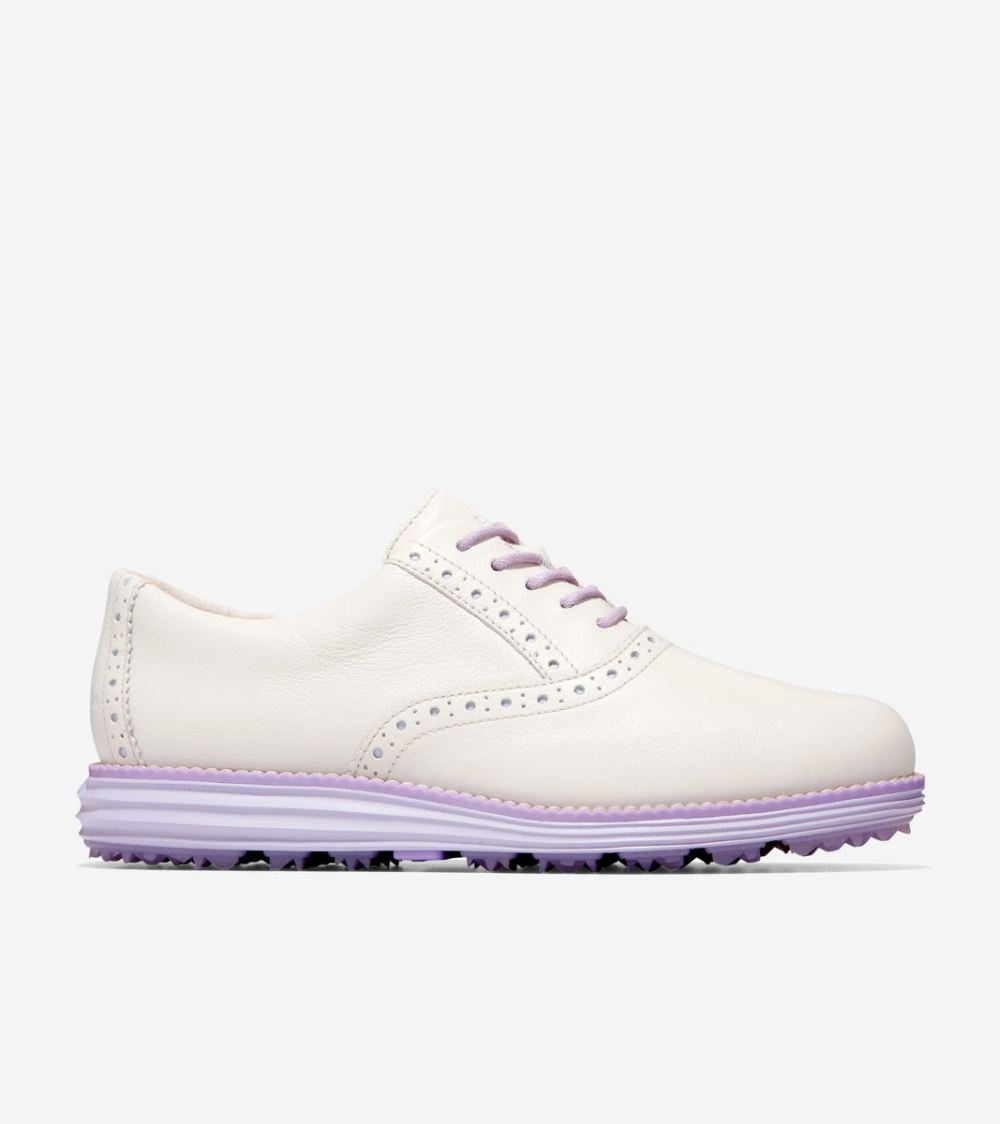 Cole Haan Women's OriginalGrand Shortwing Golf Shoe - Silver Birch-Lavender-Orchid Petal