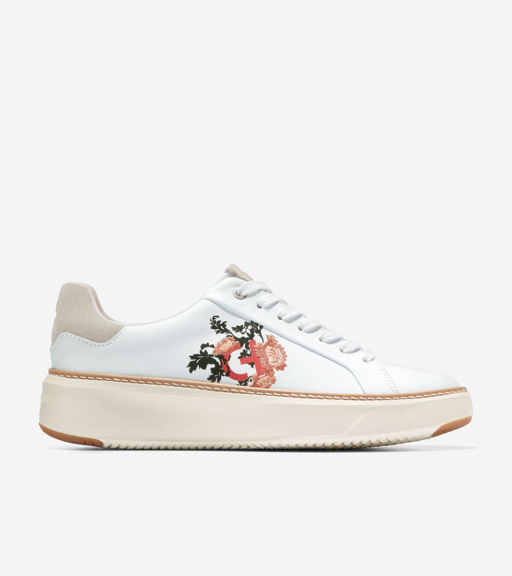 Cole Haan Women's GrandPro Topspin Sneaker - White-Ivory-Floral Print