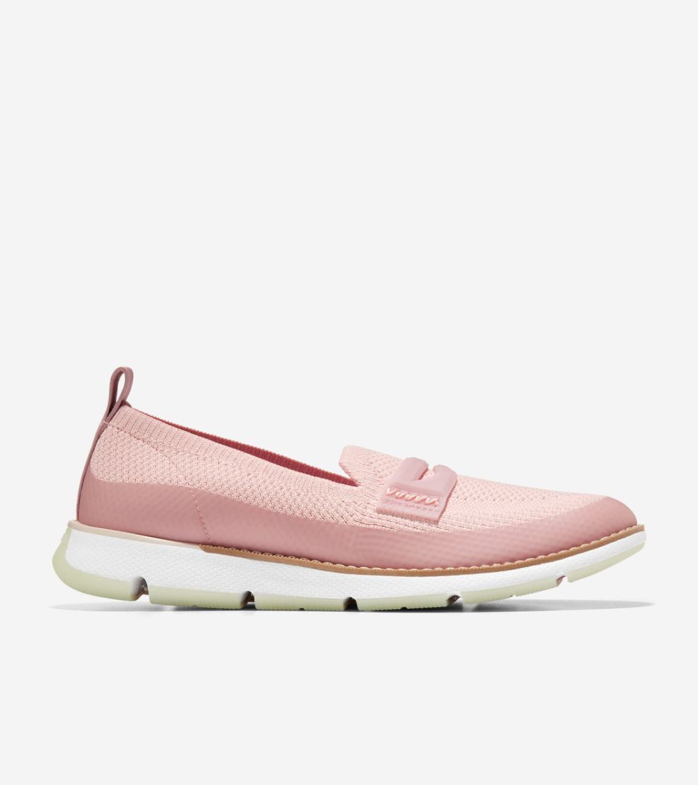 Cole Haan Women's 4.ZEROGRAND Loafer - Rose Smoke Knit-White Stitchlite