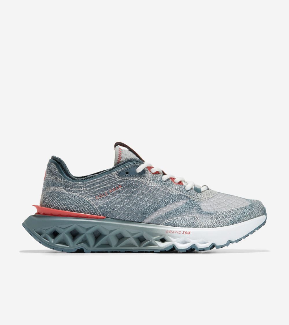 Cole Haan Men's 5.ZEROGRAND Embrostitch Running Shoes - Storm Gray-Mineral Red-Optic White