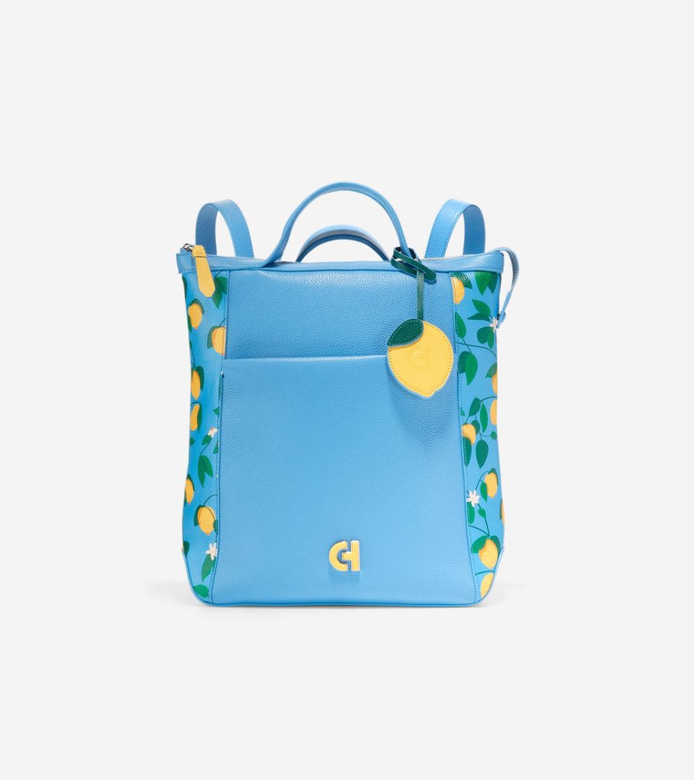 Cole Haan Grand Ambition Small Convertible Luxe Backpack - Lemon Print