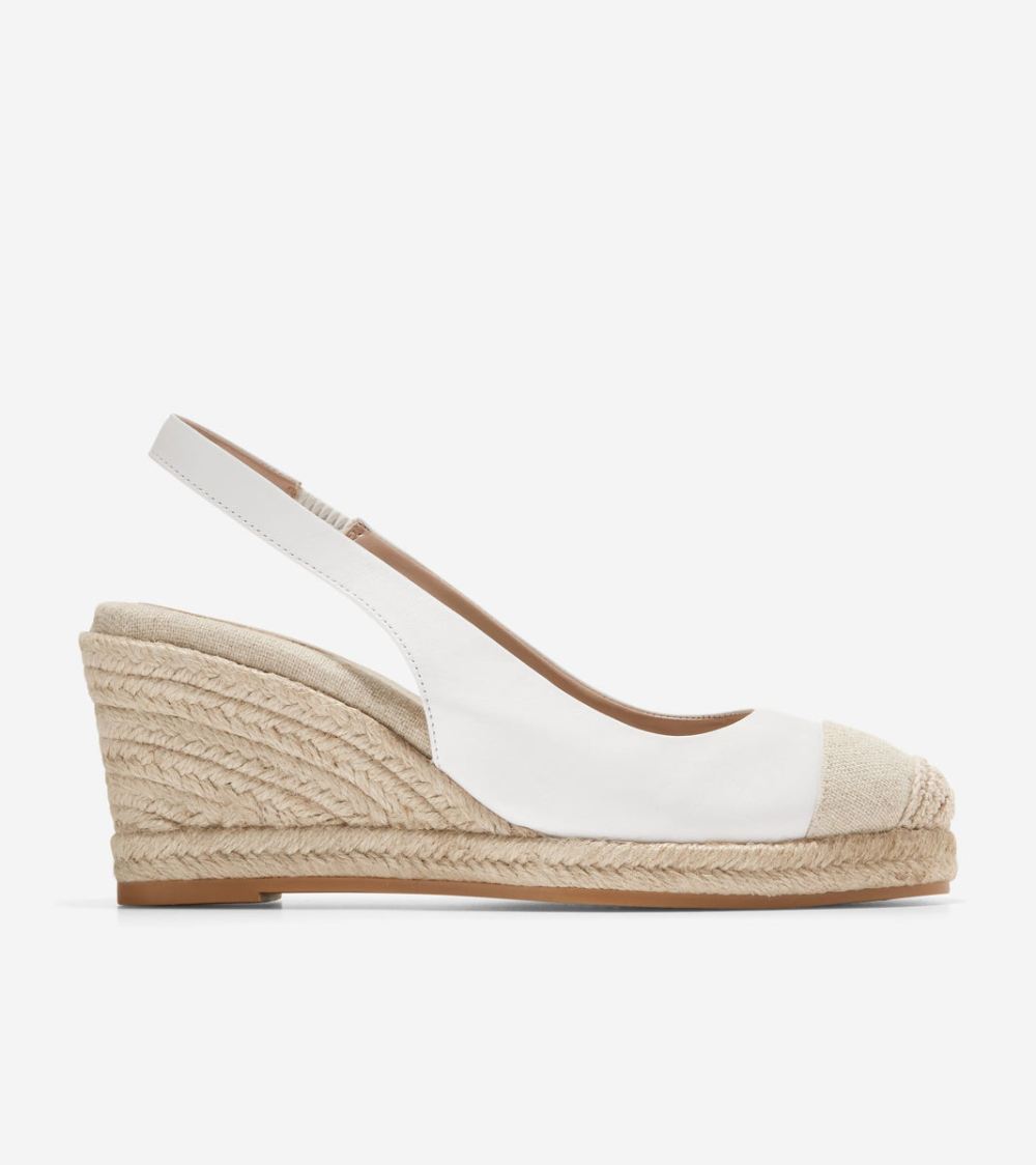 Cole Haan Women's Cloudfeel Espadrille Wedge Slingback - White Natural