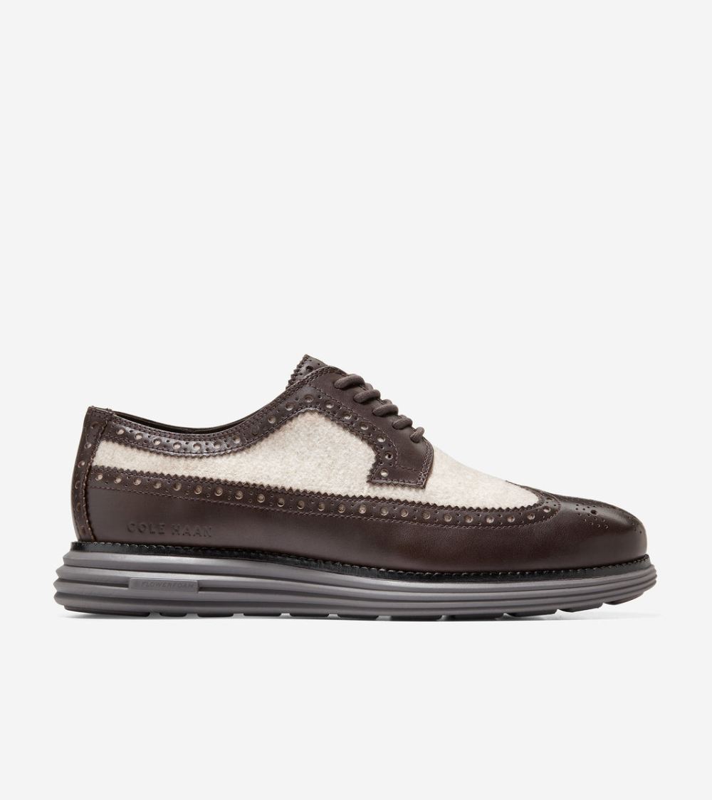 Cole Haan Men's OriginalGrand Longwing Oxford - Taupe-Dark Chocolate