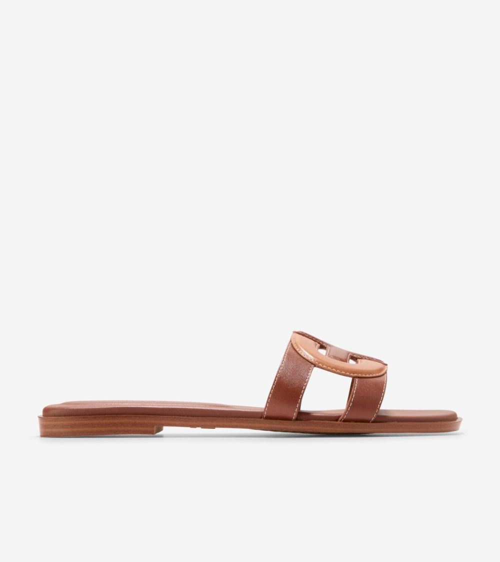 Cole Haan Women's Chrisee Slide Sandals - Dark Cuoio Brown-Pecan