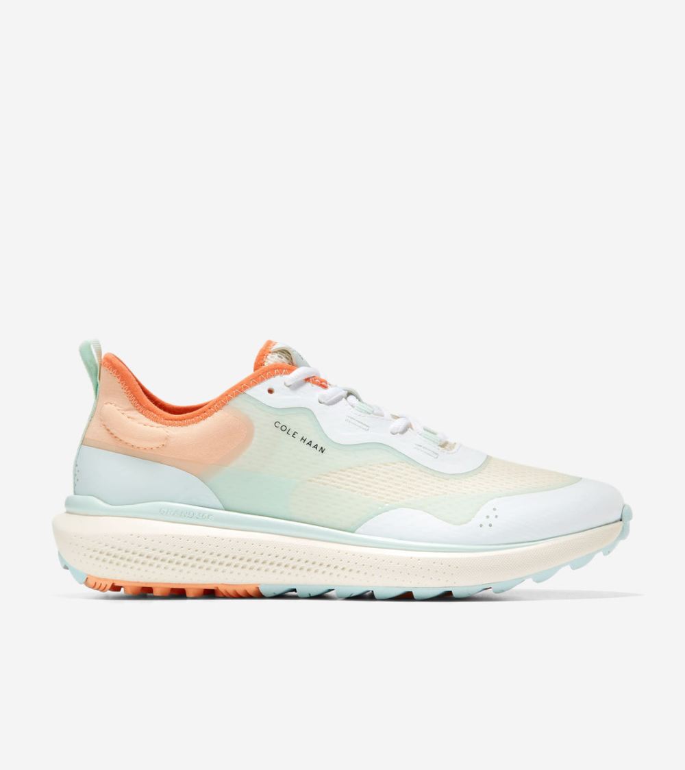 Cole Haan Women's ZEROGRAND Fairway Golf Shoe - Ivory-Optic White-Blue Glass-Peach