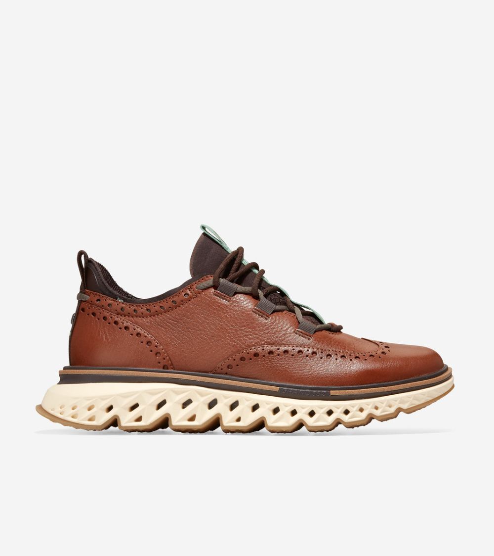 Cole Haan Men's 5.ZEROGRAND Wingtip Oxford - Dark Sequoia-Dark Pavement