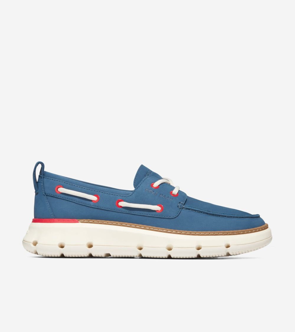 Cole Haan Women's 4.ZEROGRAND Regatta Boat Shoe - Ensign Blue-Fiery Red-Ivory